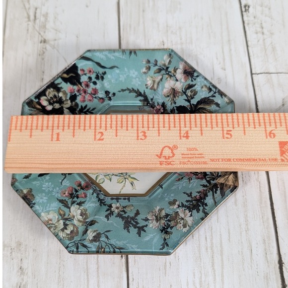Vintage Marye Kelley Decoupage Trinket Dish Plate Octagon Bird Floral 5 inch - Picture 4 of 4